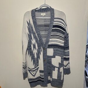 Lucky Brand Blue and Cream Women's Cardigan